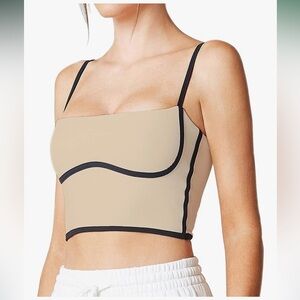 Move With You Sports Bra Tank Tops Crop Tops Spaghetti Strap Padded Square Neck